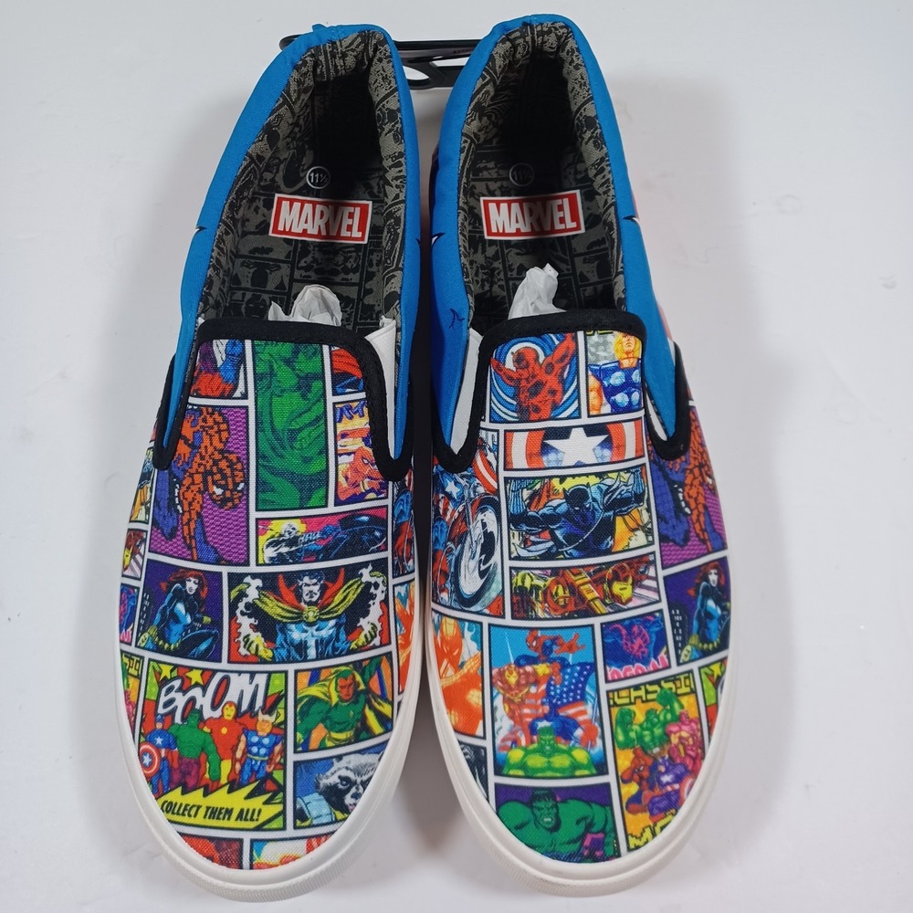 Marvel Mens Super Hero Ground Up Captain America Hulk Slip On Casual Shoes 11.5